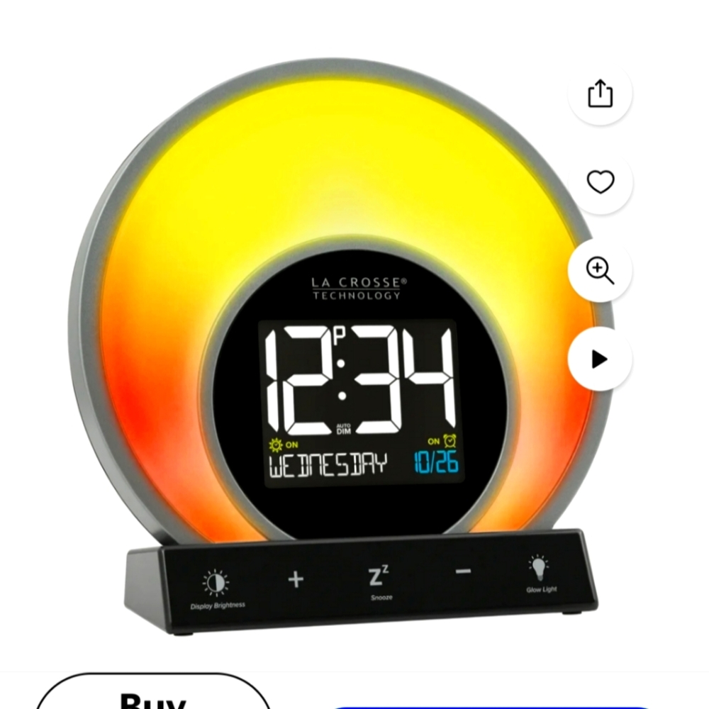 La Crosse Wake Up Sunrise Alarm Clock Soluna S Light Black Tabletop w/Temp & USB